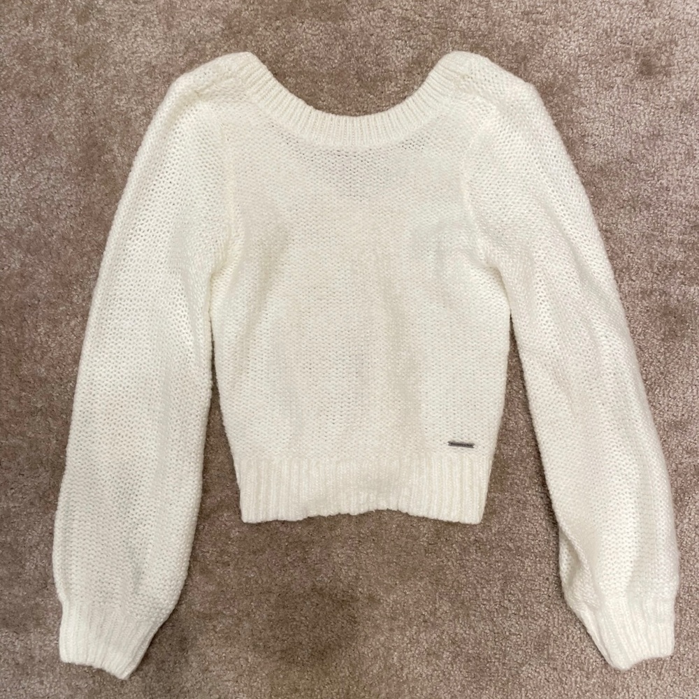 Abercrombie & Fitch White V-Neck Sweater